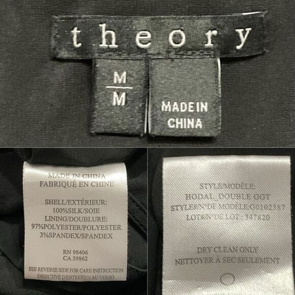 Theory Black Layered Silk Sleeveless Top Medium - Picture 4 of 4